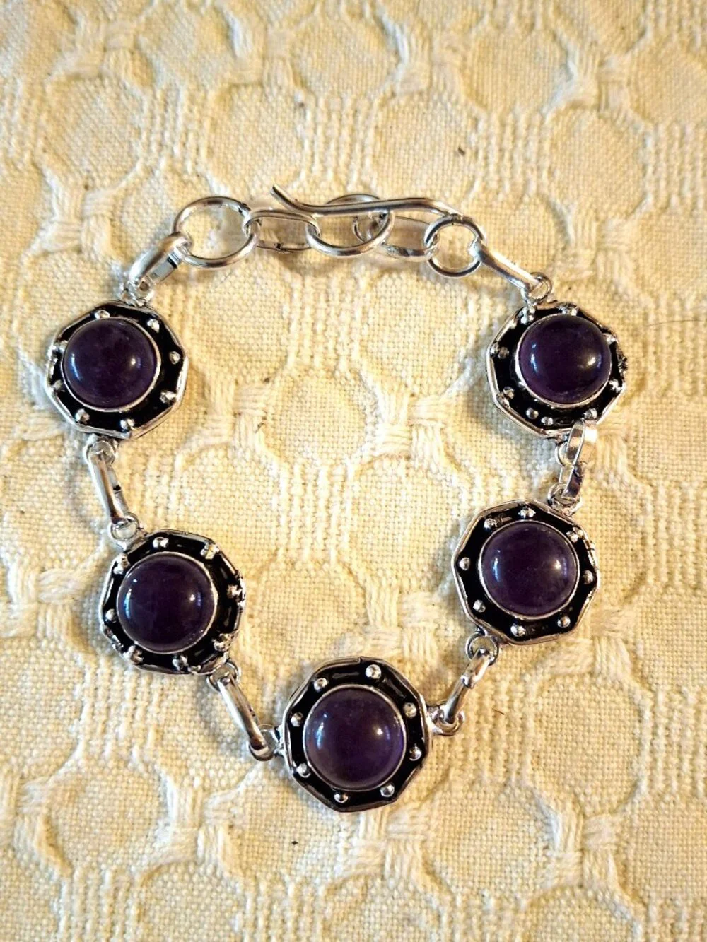 Amethyst Gemstone Ethnic Handmade Bracelet NWOT  454